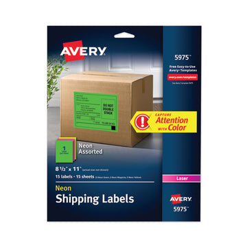 Avery® High-visibility Permanent Laser Id Labels, 8.5 X 11, Asst. Neon, 15-pack freeshipping - TVN Wholesale